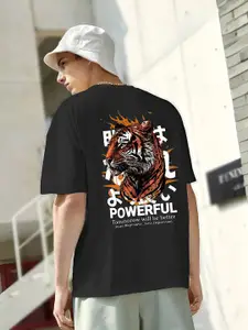 Elibolz Men Graphic Printed Round Neck Cotton Oversized T-Shirt