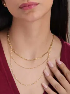 PALMONAS Gold-Plated Stainless Steel Pearls Moonlight Layered Necklace