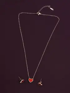 PALMONAS Gold-Plated Heart Shaped Affecttion Pendant Set