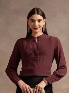 U.S. Polo Assn. Women Solid Mandarin Collar Top