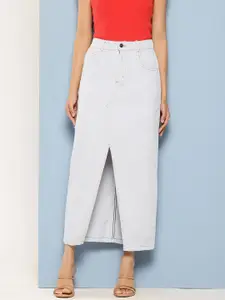 Chemistry Pure Cotton Denim Straight Maxi Skirt with Front Slit
