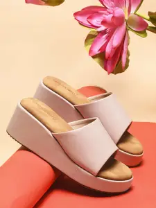 DressBerry PU Party Platform Mules Heels