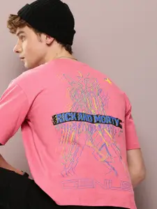 Kook N Keech Rick & Morty Printed Drop-Shoulder Sleeves Pure Cotton Oversized T-shirt