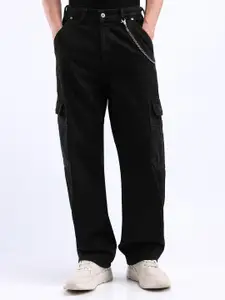 Flying Machine Men High-Rise Low Distress Stretchable Cargo Jeans