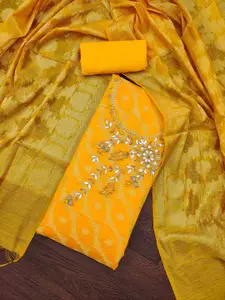 KIMISHA Ethnic Motifs Woven Design Beads and Stones Unstitched Dress Material