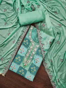 KIMISHA Floral Embroidered Beads and Stones Unstitched Dress Material