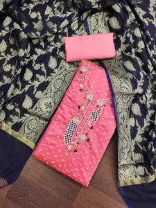 KIMISHA Ethnic Motifs Woven Design Beads and Stones Unstitched Dress Material