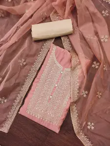 KIMISHA Floral Embroidered Sequinned Unstitched Dress Material