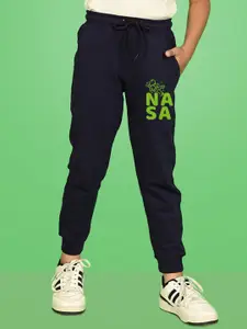 NUSYL Boys Nasa Text Printed Ankle Length Regular Fit Joggers Track Pants