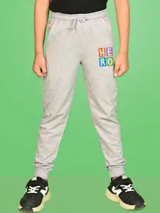 NUSYL Boys Grey Hero Text Printed Ankle Length Track Pants