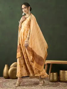 Sangria Women Tie & Dye Maxi Dress With dupatta