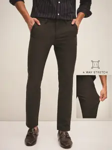 THE BEAR HOUSE Men Solid 4 Way Stretch Slim Fit Formal Trouser