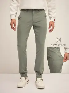 THE BEAR HOUSE Men Solid 4 Way Stretch Slim Fit Formal Trouser