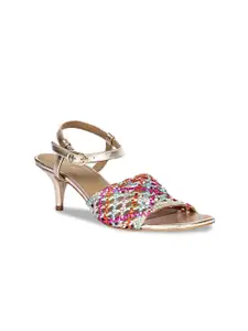 Saint G Women Leather Open Toes Slim Heels Sandals with Buckles