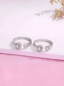 KAI JEWEL Sterling Silver Rhodium-Plated Zircon Toe Rings