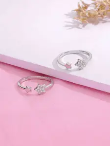 KAI JEWEL Sterling Silver Rhodium-Plated Cubic Zirconia Toe Rings