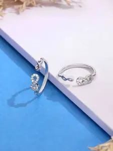 KAI JEWEL Rhodium Plated 92.5 Sterling Silver Cubic Zirconia Toe Rings