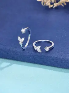 KAI JEWEL Rhodium Plated 92.5 Sterling Silver Cubic Zirconia Toe Rings