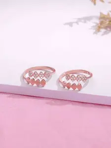 KAI JEWEL Rose Gold Plated Sterling Silver Cubic Zirconia Toe Rings