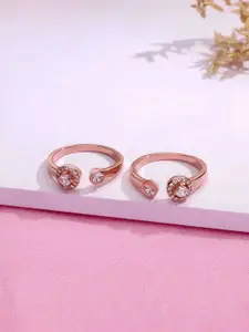 KAI JEWEL Rose Gold-Plated 92.5 Sterling Silver Cubic Zirconia Toe Rings