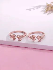 KAI JEWEL Rose Gold-Plated 92.5 Sterling Silver Cubic Zirconia Chic Toe Rings