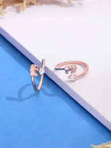 KAI JEWEL Rose Gold-Plated 92.5 Sterling Silver Cubic Zirconia Chic Toe Rings