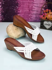 pelle albero Leather Open Toe Open Back Wedge Heel Sandals