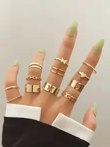 Jewels Galaxy Set Of 12 Gold-Plated Stackable Finger Rings