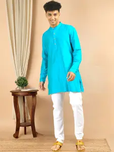 TATTVA Mandarin Collar Long Sleeves Straight Short Kurta