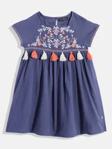 Allen Solly Junior Girls Floral Embroidered Empire Dress
