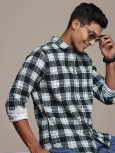 WROGN Pure Cotton Tartan Checks Opaque Casual Shirt