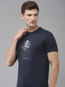 Van Heusen Floral Printed Pure Cotton Slim Fit T-shirt
