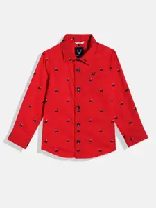 Allen Solly Junior Boys Conversational Printed Spread Collar Pure Cotton Casual Shirt