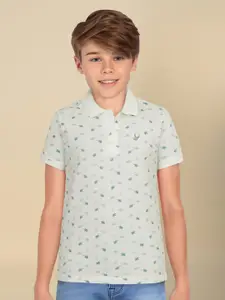Allen Solly Junior Boys Floral Printed Polo Collar Pure Cotton T-shirt