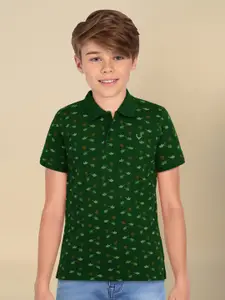 Allen Solly Junior Boys Floral Printed Polo Collar Pure Cotton T-shirt