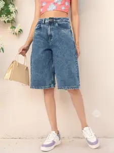 DressBerry Women Modern Classics Skater Fit Denim Shorts