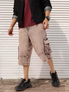 Kook N Keech Men 3/4th Length Denim Cotton Cargo Shorts