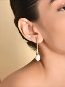 ToniQ Gold Plated Pearl Drop Earrings