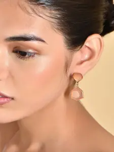 ToniQ Gold-Plated Contemporary Studded Drop Earrings