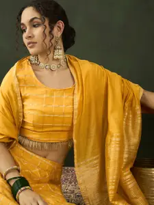 Sangria Yellow Woven Design Ready to Wear Lehenga With Choli & Dupatta
