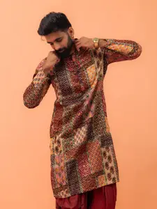 KISAH Mandarin Collar Ethnic Motifs Printed Regular Straight Kurta