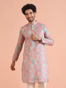 KISAH Mandarin Collar Ethnic Motifs Printed Regular Straight Kurta