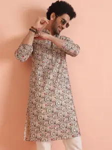 KISAH Mandarin Collar Ethnic Motifs Printed Regular Straight Kurta