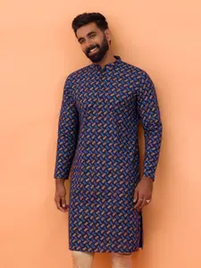 KISAH Mandarin Collar Ethnic Motifs Printed Regular Straight Kurta