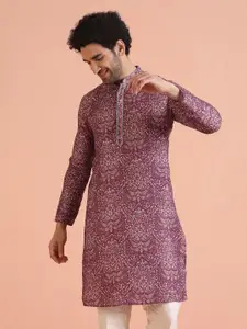 Kisah Mandarin Collar Ethnic Motifs Printed Straight Kurta