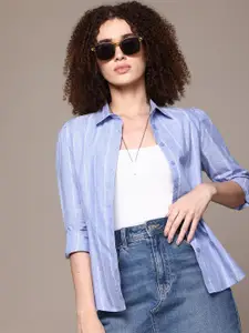 The Roadster Lifestyle Co. Relaxed Opaque Striped Pure Cotton Casual Shirt