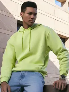 XYXX Men Oversized Solid Lime Green IntelliSmooth Pulse Hoodies