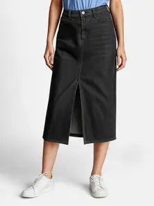 glitchez Women Split Denim Midi Skirt