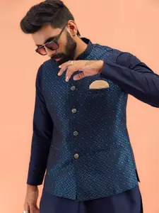 Kisah Men Embellished Woven Design Nehru Jacket