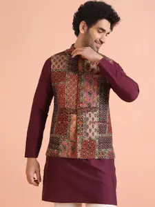 KISAH Men Mandarin Collar Printed Nehru Jacket